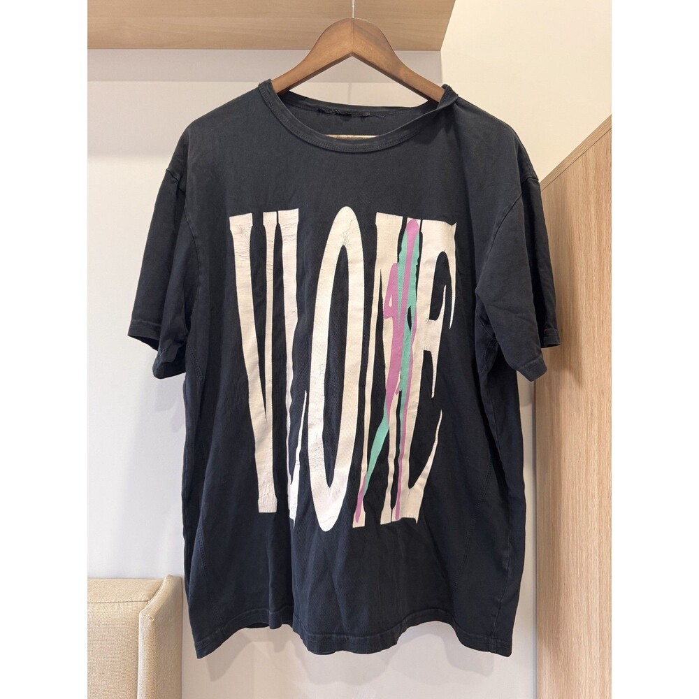 Vlone Mens L Navy Short Short Sleeve Crew Neck Cotton Vice City T-Shirt USA